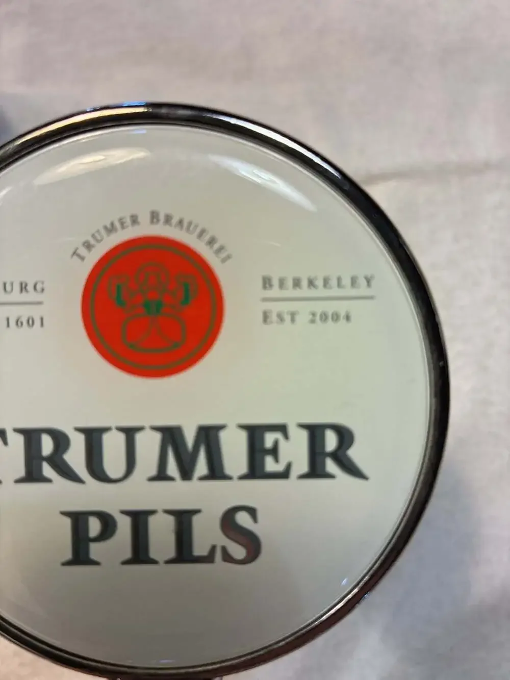 Trumer Pils Beer Tap Handle 13 Inch Chrome Round